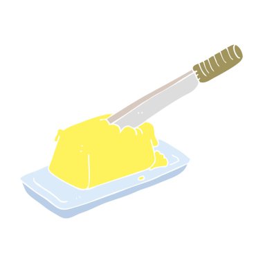 tereyağı bıçağı düz renkli çizimi