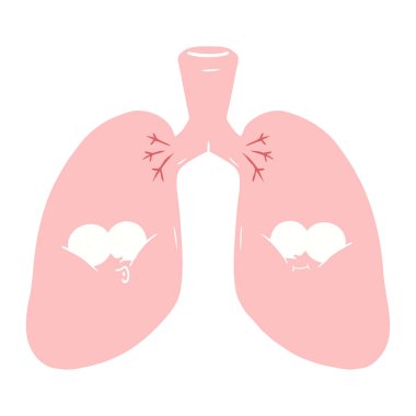 düz renk tarzı çizgi film akciğerler