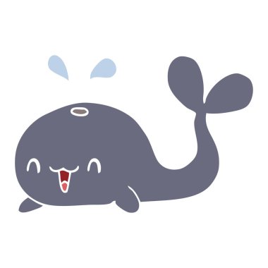 düz renk stil karikatür mutlu balina