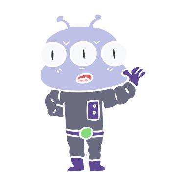 düz renk tarzı çizgi film üç gözlü yaratık