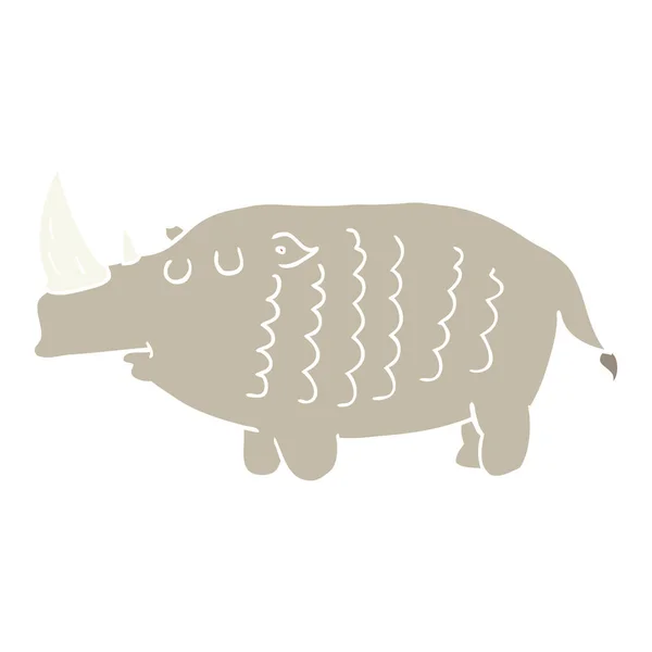 Color Plano Estilo Dibujos Animados Rinocerontes — Vector de stock