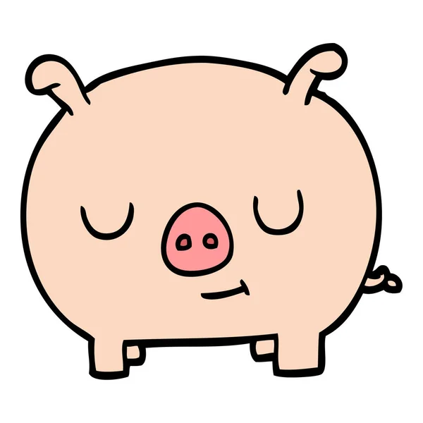 Zeichentrick Doodle Glückliches Schwein — Stockvektor