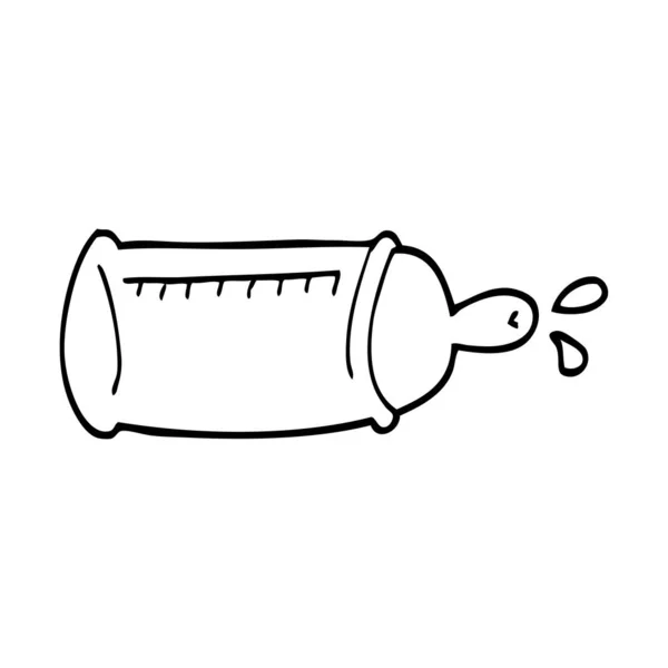Line Drawing Cartoon Baby Bottle — Stock Vector