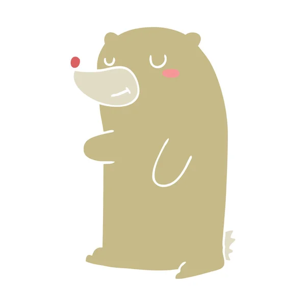 Bonito Plana Cor Estilo Cartoon Urso — Vetor de Stock