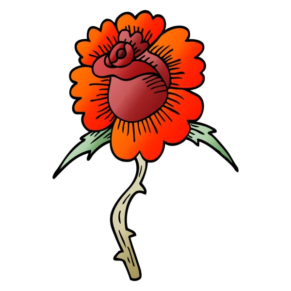 Cartoon Doodle Rose Tattoo Symbol — Stock Vector