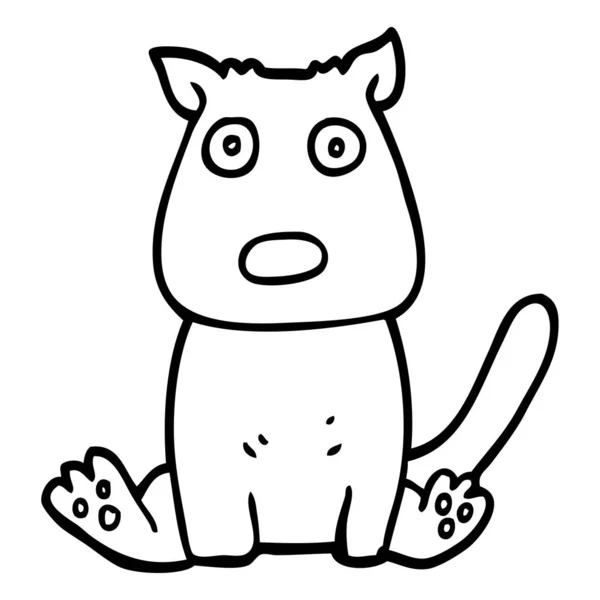 Desenho Linha Desenho Animado Cão Calmo — Vetor de Stock