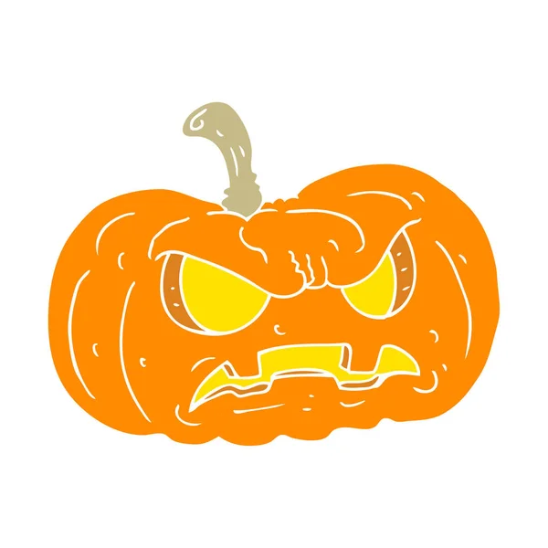 Platt Färg Illustration Halloween Pumpa — Stock vektor