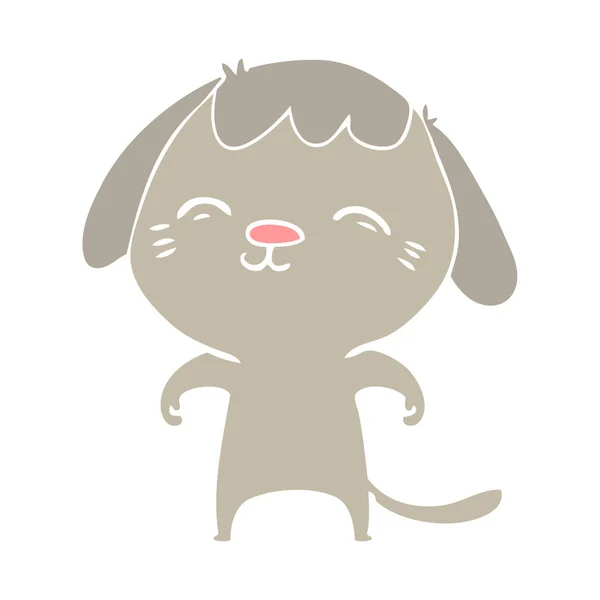 Glücklich Flache Farbe Stil Cartoon Hund — Stockvektor
