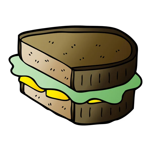 Cartoni Animati Scarabocchio Caricato Sandwich — Vettoriale Stock