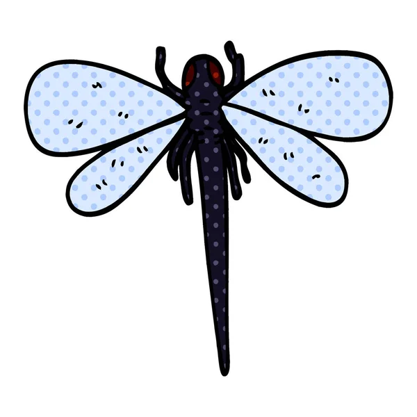 Kreskówka Doodle Dragonfly Płaskie Ikona Białym Tle Białym Tle Wektor — Wektor stockowy