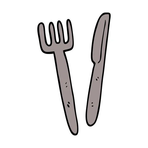 Cuchillo Garabato Dibujos Animados Tenedor — Vector de stock