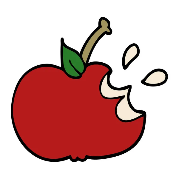 动画片涂鸦多汁咬苹果 — 图库矢量图片