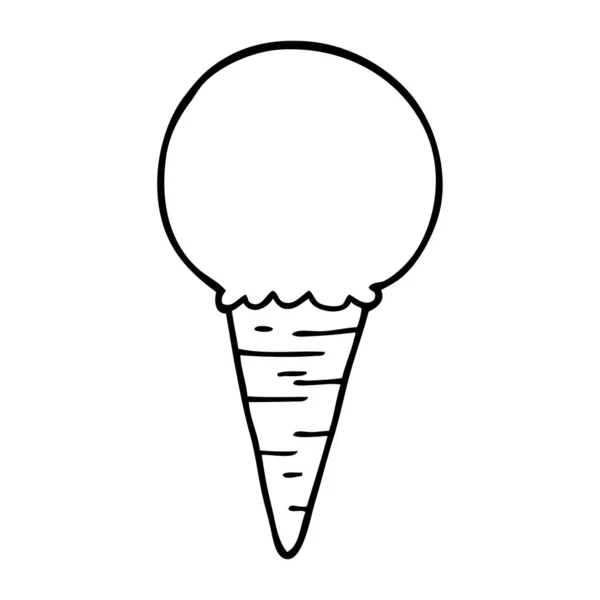 Line Drawing Cartoon Ice Cream Cone — Stock Vector