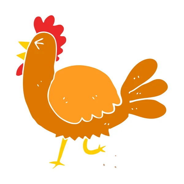 Flat Color Style Cartoon Rooster — Stock Vector