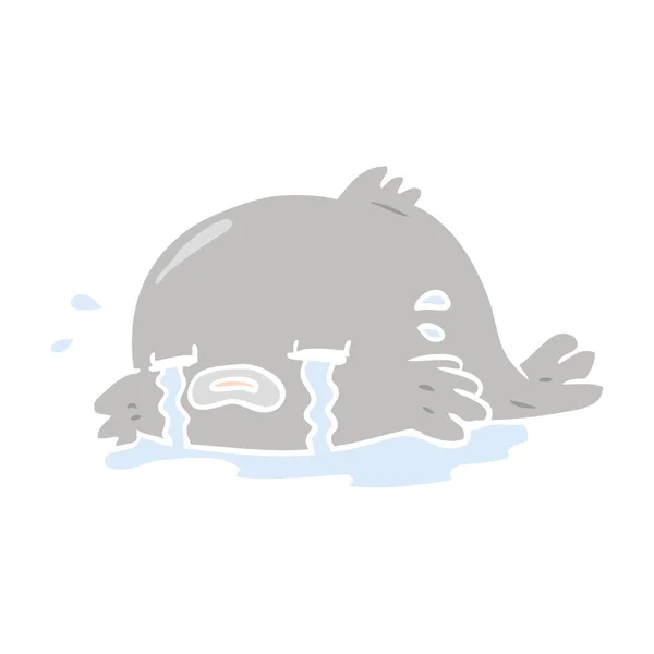 Plat Couleur Style Dessin Animé Pleurer Poisson — Image vectorielle