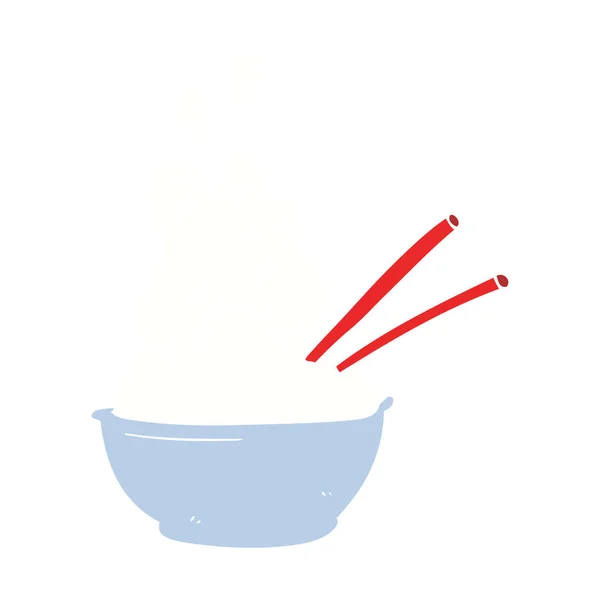 Flache Farbige Illustration Der Schüssel Reis — Stockvektor