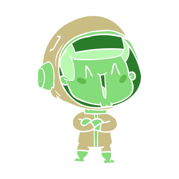 Gelukkig Egale Kleur Stijl Cartoon Astronaut — Stockvector