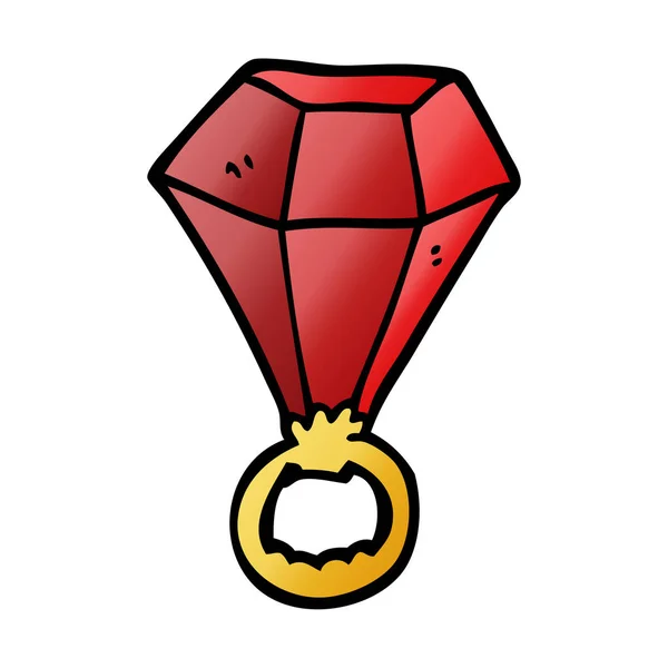 Cartoon Doodle Rood Ruby Ring — Stockvector