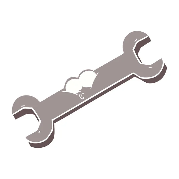 Egale Kleur Stijl Cartoon Spanner — Stockvector