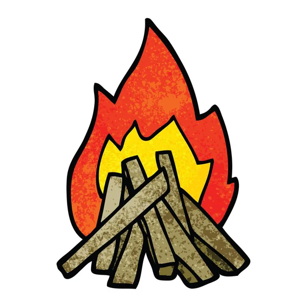 Dibujos Animados Doodle Campamento Fuego — Archivo Imágenes Vectoriales
