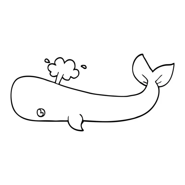 Line Drawing Cartoon Whale — Stock Vector