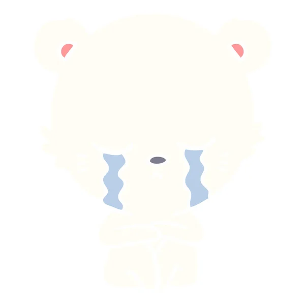 フラット カラー スタイル漫画北極熊を泣いています — ストックベクタ