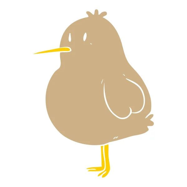 Egale Kleur Stijl Cartoon Kiwivogel — Stockvector