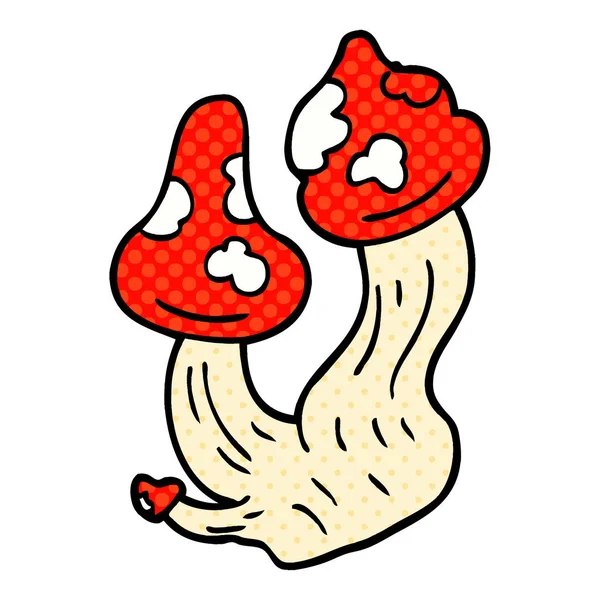 Cogumelos Mortais Doodle Desenhos Animados —  Vetores de Stock