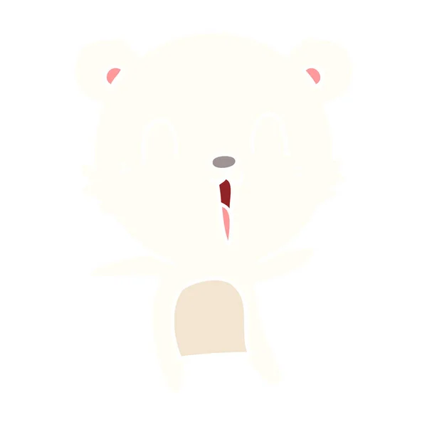 Χαρούμενος Επίπεδη Χρώμα Στυλ Καρτούν Πολική Αρκούδα — Διανυσματικό Αρχείο
