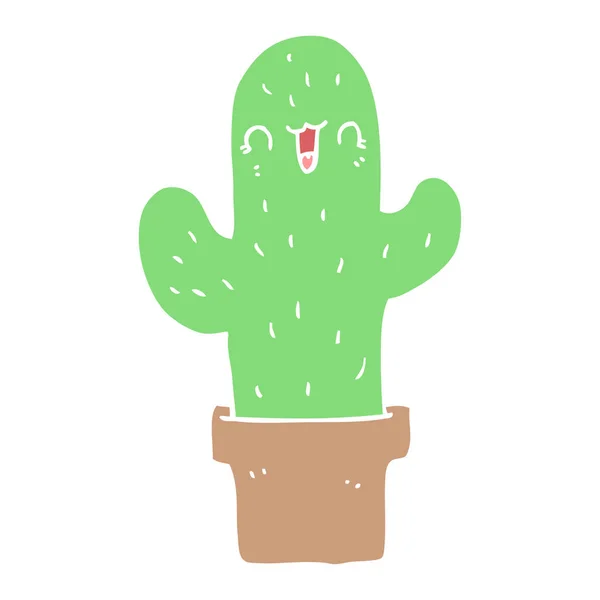 Couleur Plate Style Dessin Animé Cactus — Image vectorielle