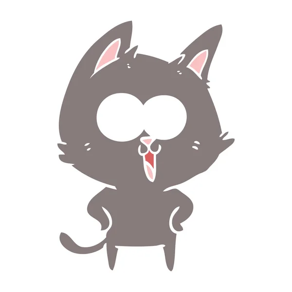 Engraçado Estilo Cor Plana Desenho Animado Gato —  Vetores de Stock