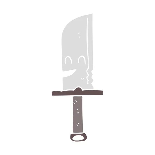 Platt Färg Stil Tecknad Kniv — Stock vektor