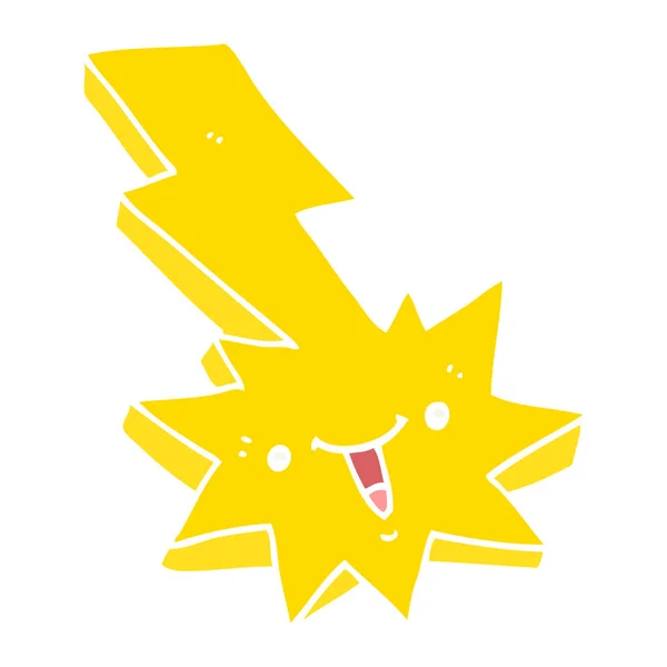 Flat Color Style Cartoon Lightning Strike — Stock Vector