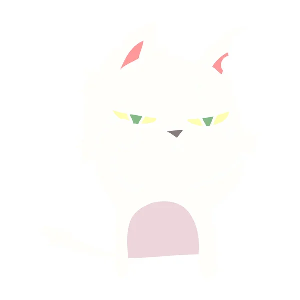 Těžký Plochý Barevný Styl Kreslená Kočka — Stockový vektor