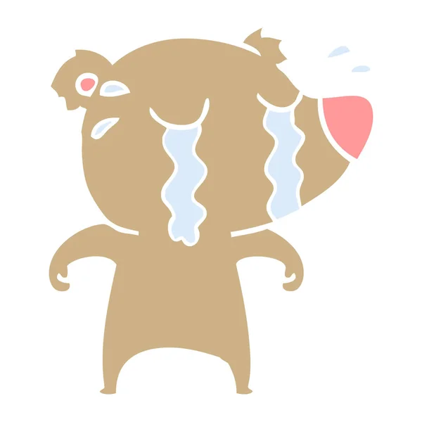 Flache Farbe Stil Cartoon Weinender Bär — Stockvektor