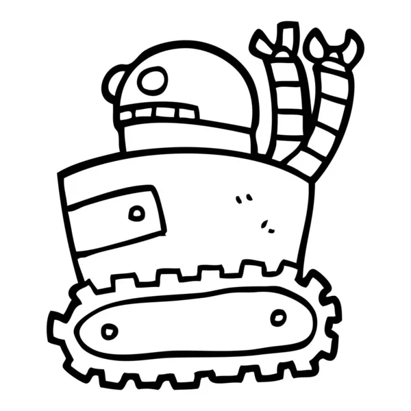 Línea Dibujo Dibujos Animados Robot — Vector de stock