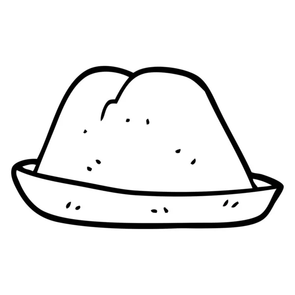 Línea Dibujo Dibujos Animados Sombrero — Archivo Imágenes Vectoriales