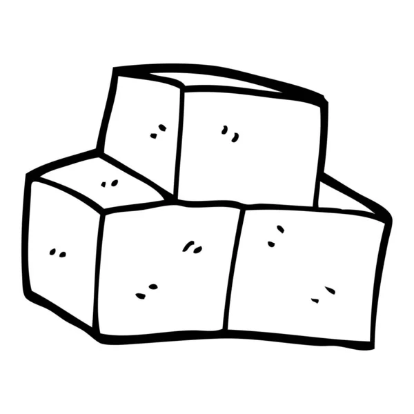 Line Drawing Cartoon Stacked Bricks — Stock Vector