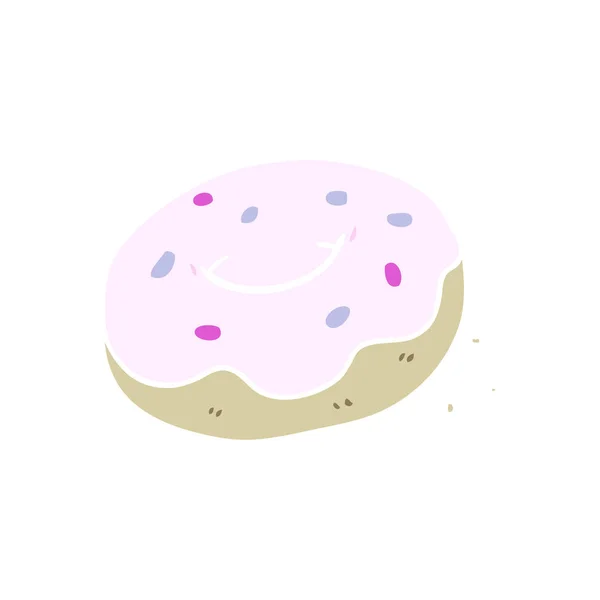 Donut Dibujos Animados Estilo Color Plano — Vector de stock