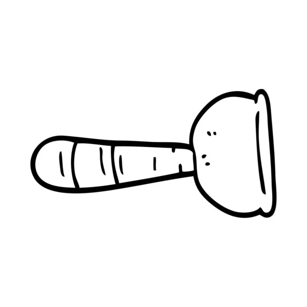 Line Drawing Cartoon Toilet Plunger — Stock Vector