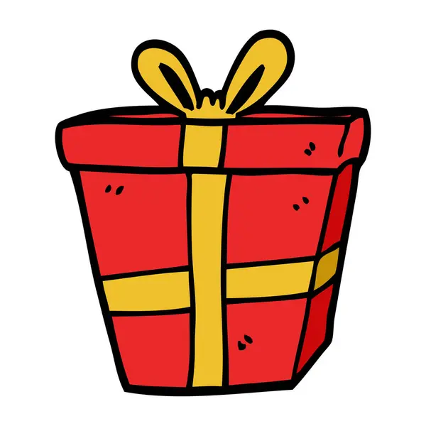 Cartoon Doodle Verpackt Geschenk — Stockvektor