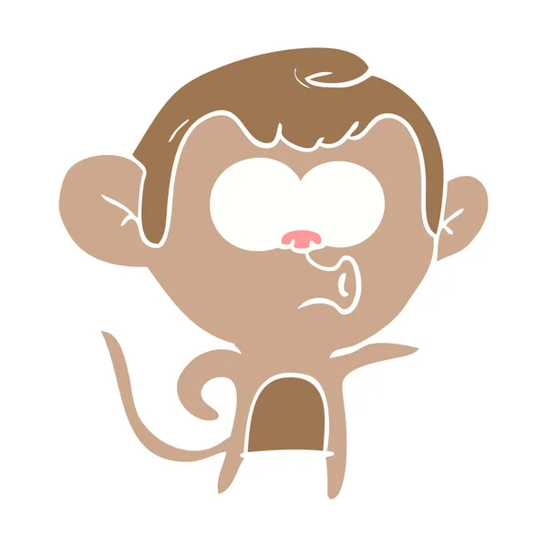 Flat Color Style Cartoon Pointing Monkey — Stock Vector