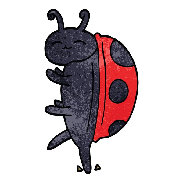 Mignon Dessin Animé Doodle Coccinelle — Image vectorielle