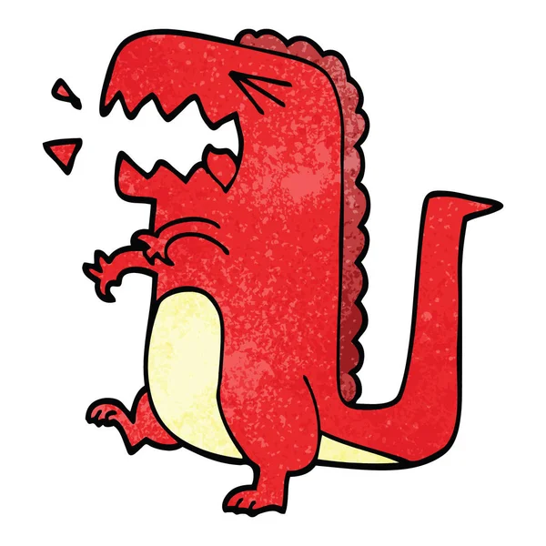Kreslený Doodle Řvoucí Dinosaurus — Stockový vektor