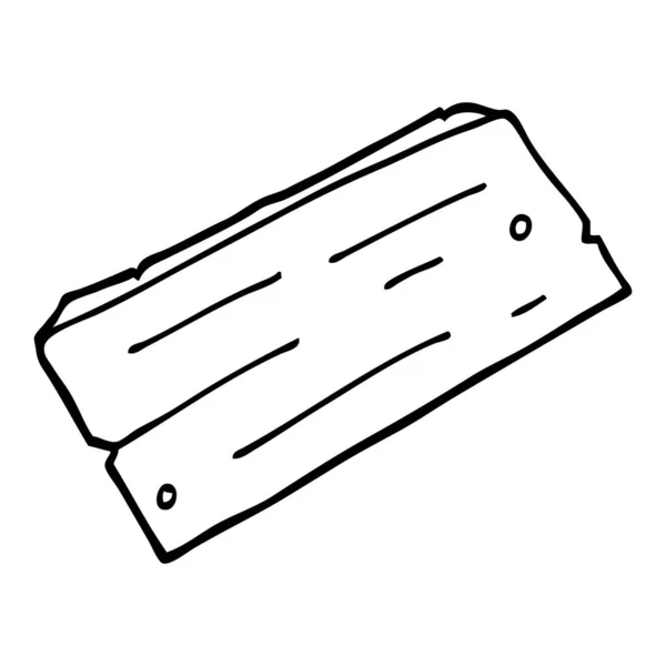 Line Drawing Cartoon Plank Wood — Stock Vector