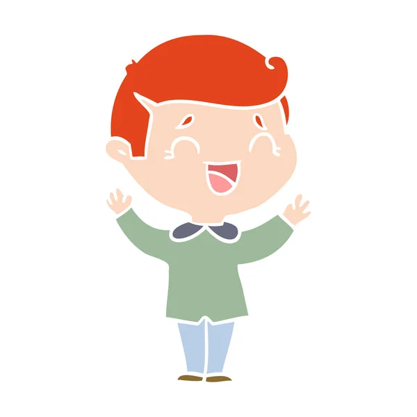 Flat Color Style Cartoon Laughing Man — Stock Vector