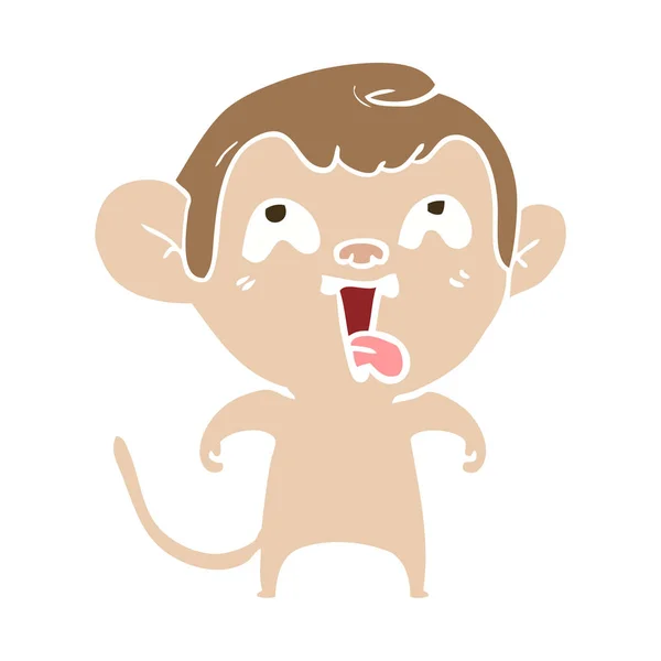 Crazy Flat Color Style Cartoon Monkey — Stock Vector