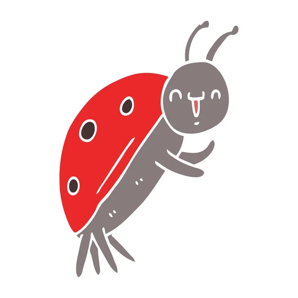 Mignon Plat Couleur Style Dessin Animé Coccinelle — Image vectorielle