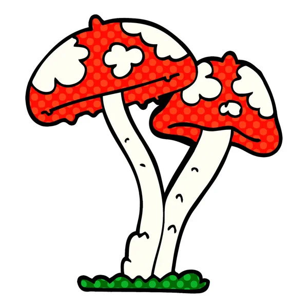 Cartoon Doodle Mushroom Illustrazione Vettoriale — Vettoriale Stock