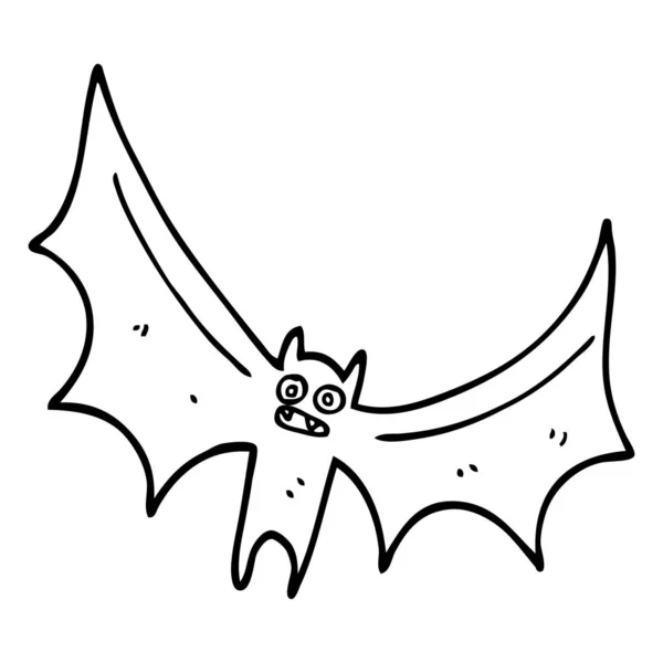 Line Drawing Cartoon Bat — Stock Vector